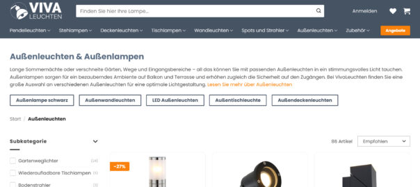 Vielseitige stilvolle Ausenleuchten gunstig online kaufen www.vivaleuchten.de 1