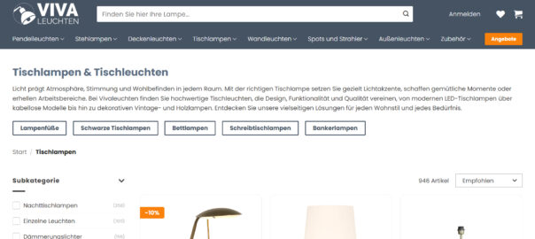 Stilvolle dekorative Tischlampen gunstig online kaufen www.vivaleuchten.de 1